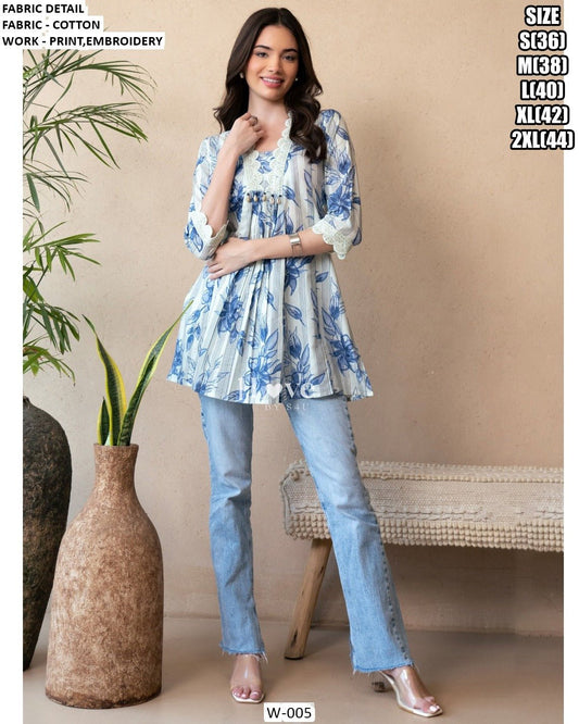 Unique Floral Blue WD01 KTS - Indian Dress House 786