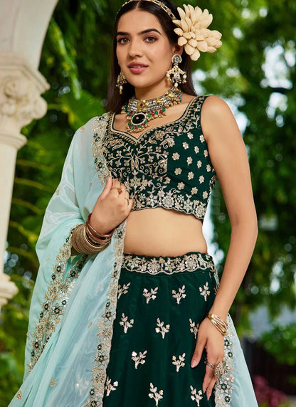 Unique Floral Green ADBL - Indian Dress House 786