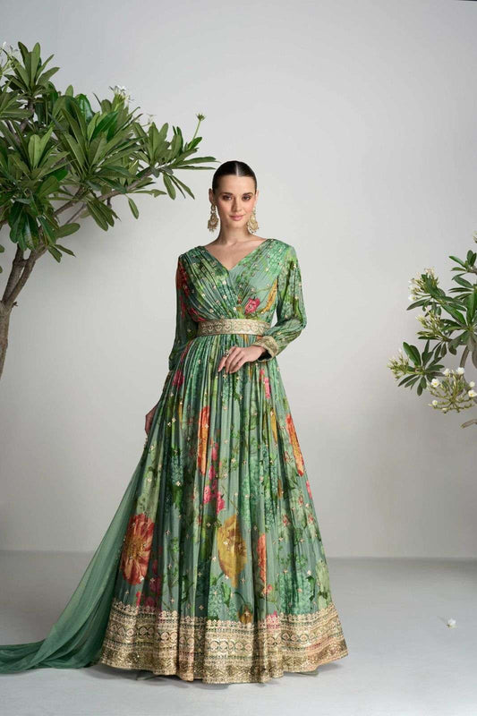 Unique Floral Green GKS - Indian Dress House 786