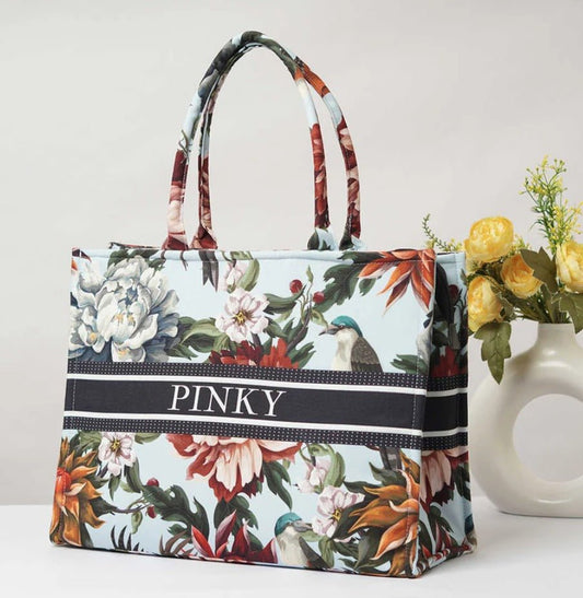 Unique Floral MC Sky Blue Tote CFB - Indian Dress House 786