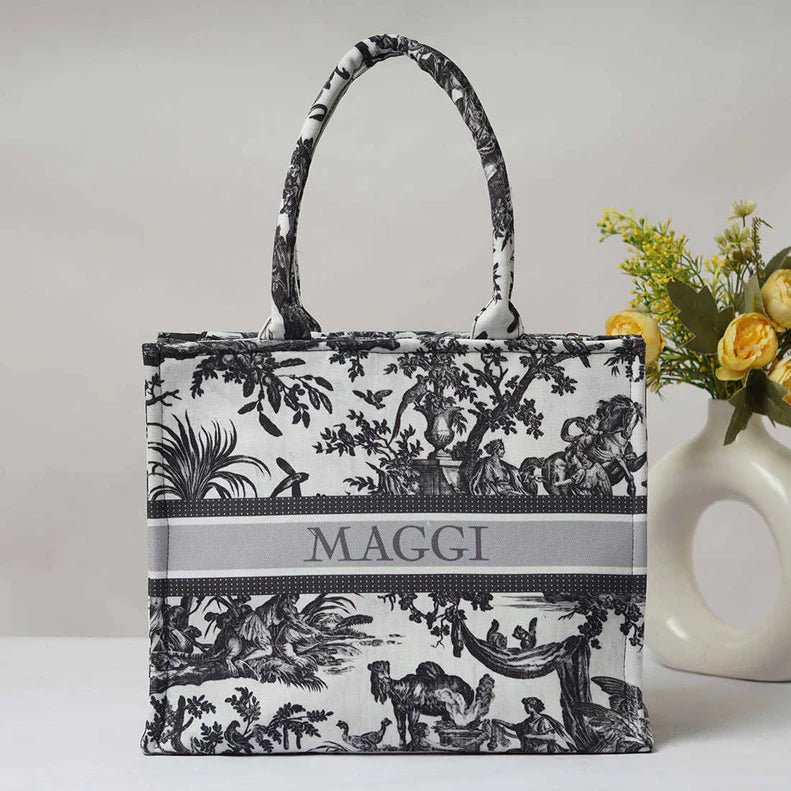 Unique Floral OFW & Black JP Tote CFB - Indian Dress House 786