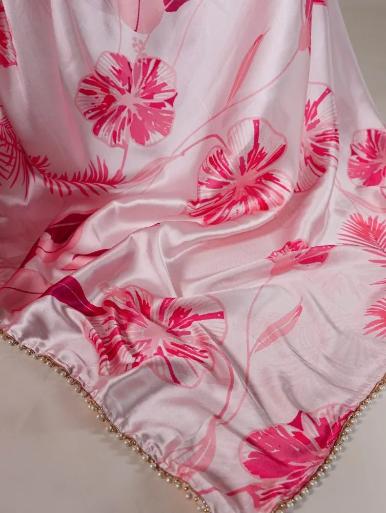 Unique Floral Pink BTS Saree - Indian Dress House 786
