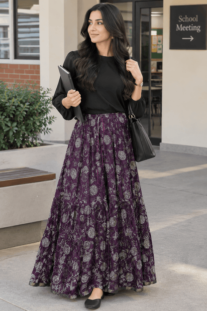 Unique Floral Purple W Skirt - Indian Dress House 786
