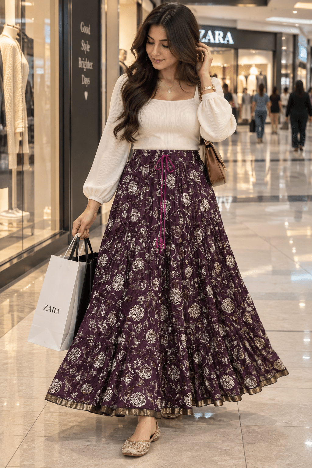 Unique Floral Purple W Skirt - Indian Dress House 786