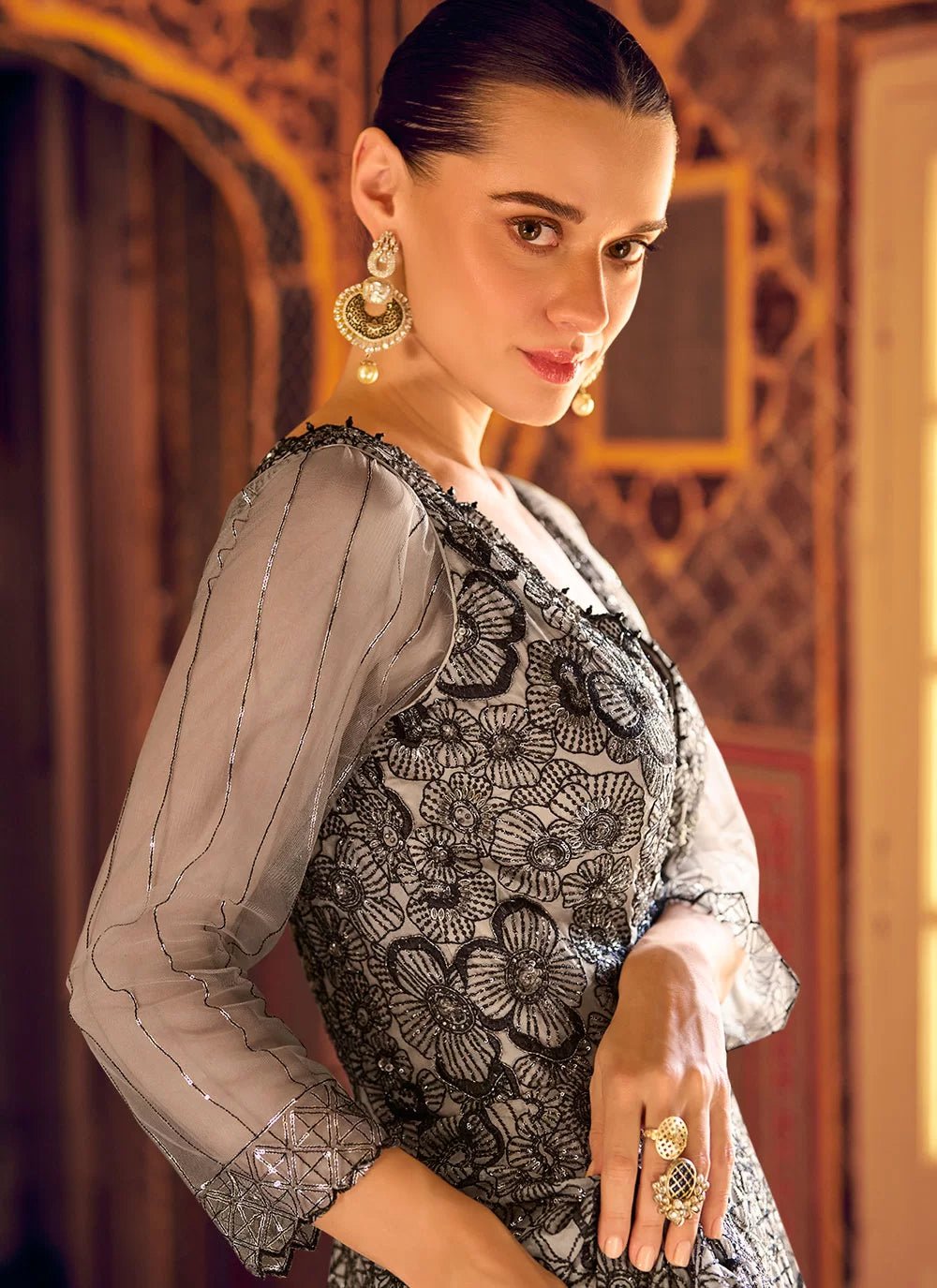 Unique Grey Floral SYK - Indian Dress House 786