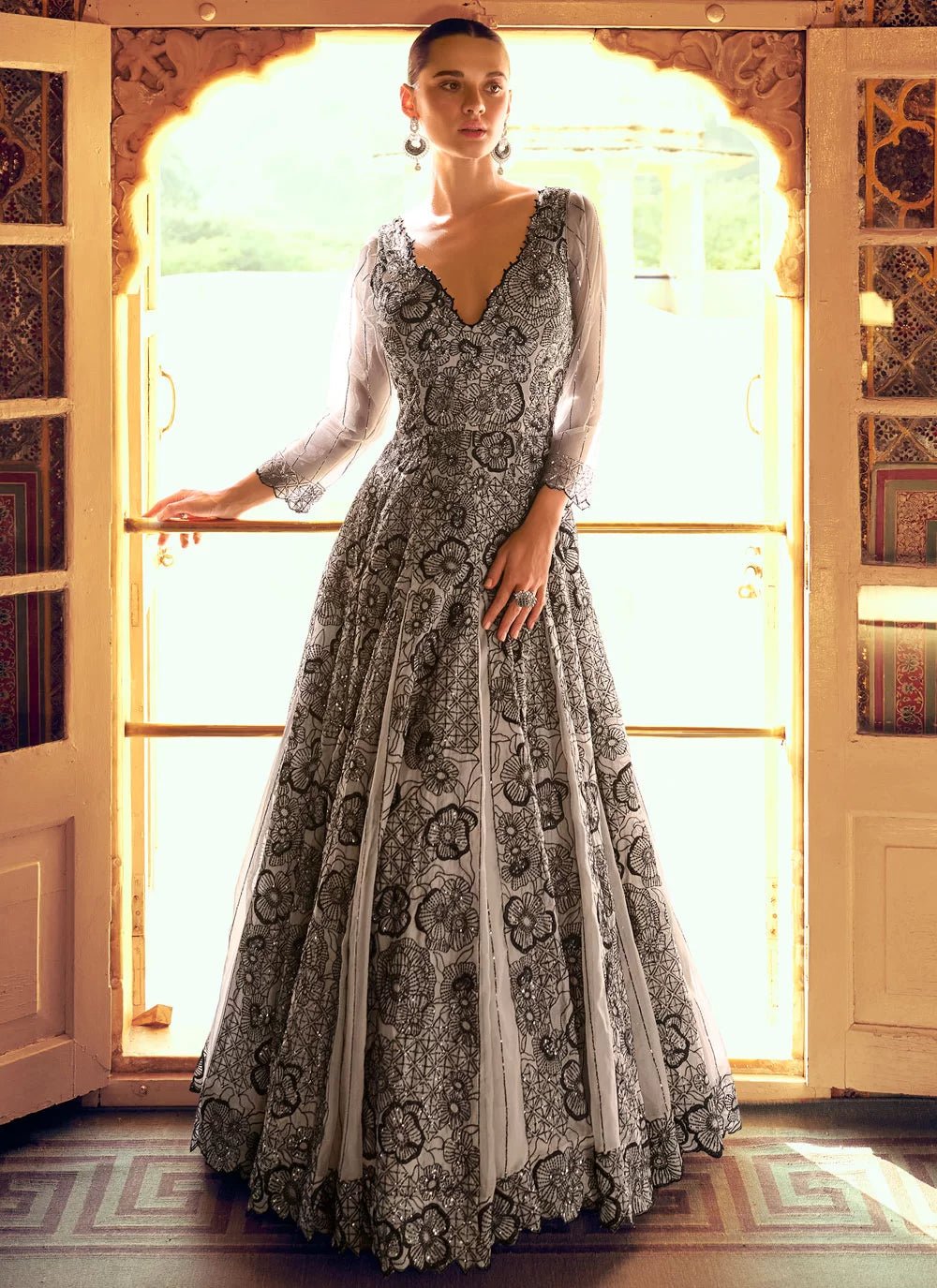 Unique Grey Floral SYK - Indian Dress House 786