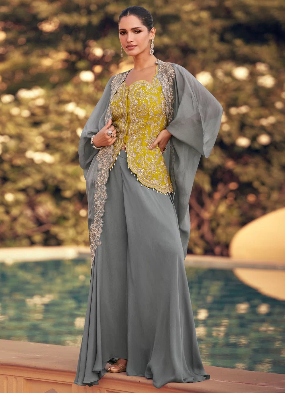 Unique Grey & Yellow SYPP - Indian Dress House 786