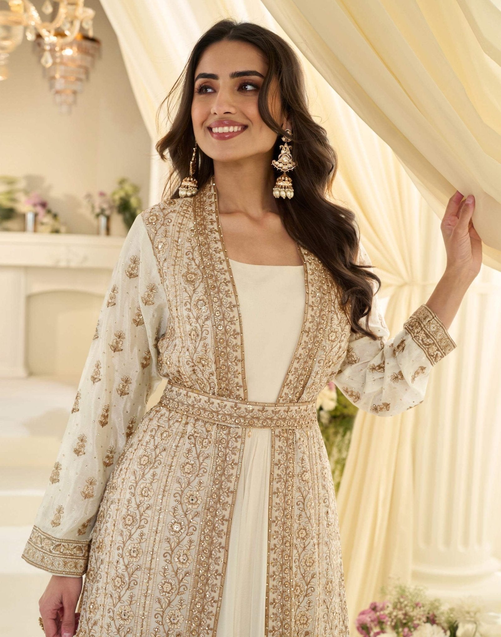 Unique Ivory & Gold SMJS - Indian Dress House 786