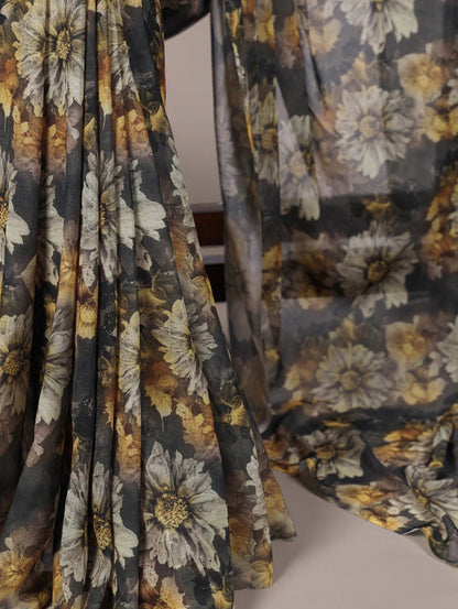 Unique Mendhi Floral PRI YNF Saree - Indian Dress House 786