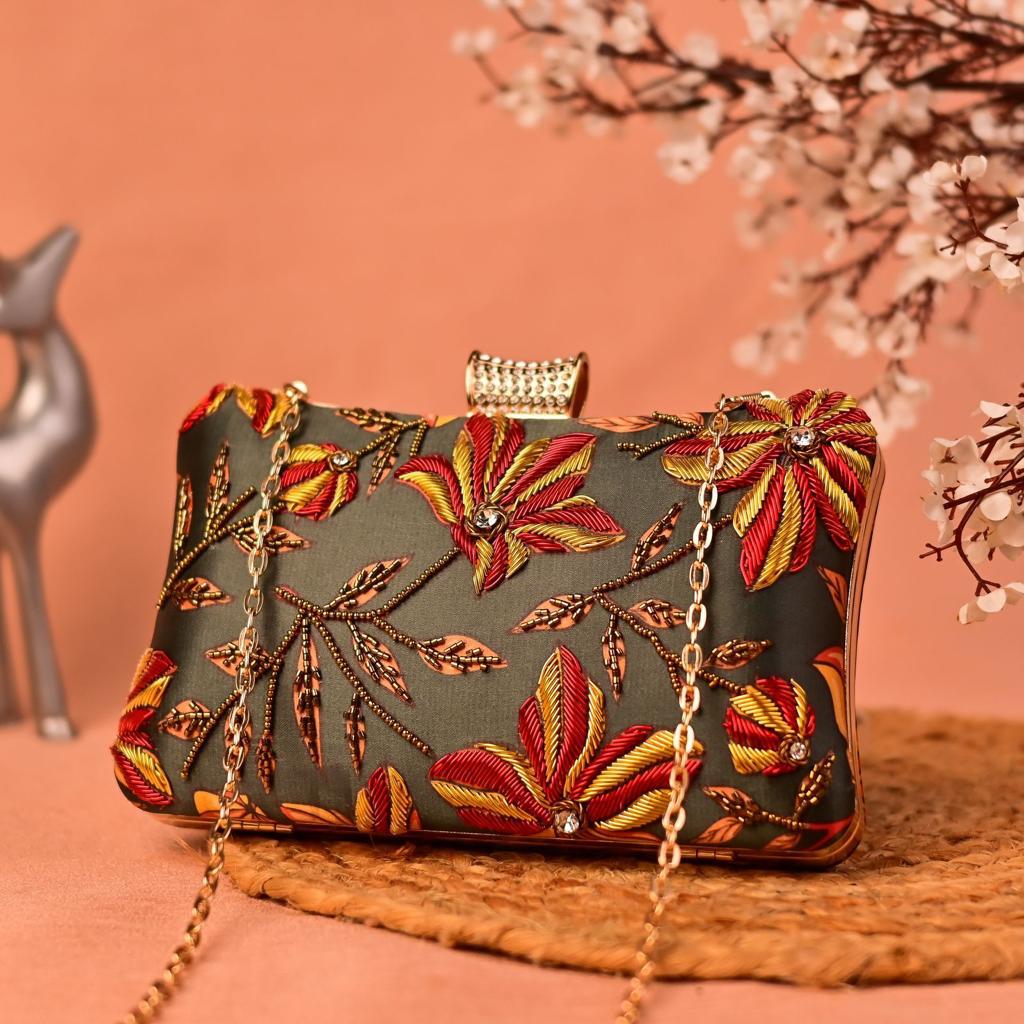 Unique Mendhi Green & Red Yellow Floral CFB - Indian Dress House 786