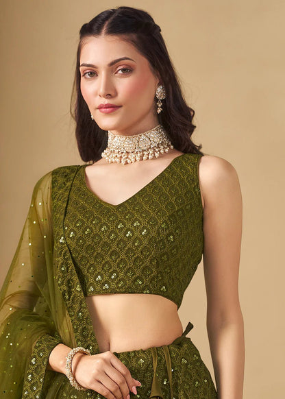 Unique Olive Green ZFL - Indian Dress House 786