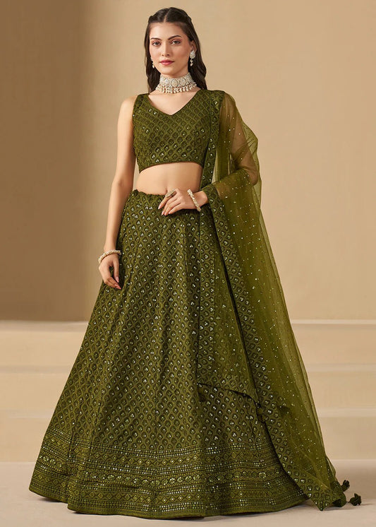 Unique Olive Green ZFL - Indian Dress House 786