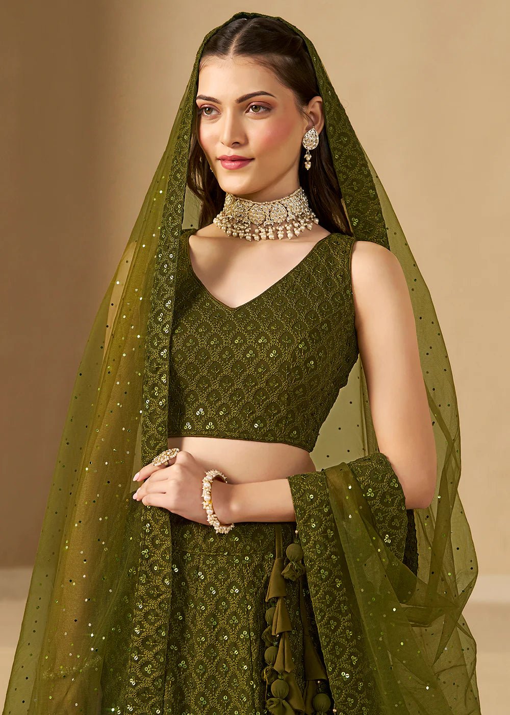 Unique Olive Green ZFL - Indian Dress House 786