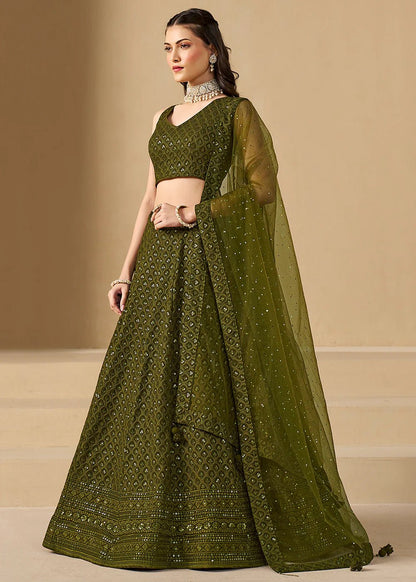Unique Olive Green ZFL - Indian Dress House 786