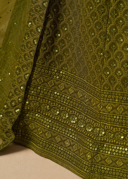 Unique Olive Green ZFL - Indian Dress House 786