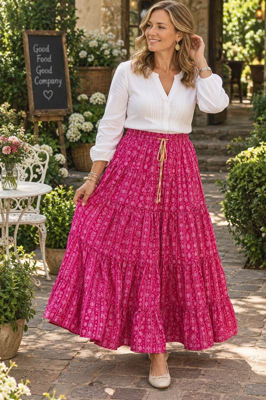 Unique Pink Floral Skirt - Indian Dress House 786
