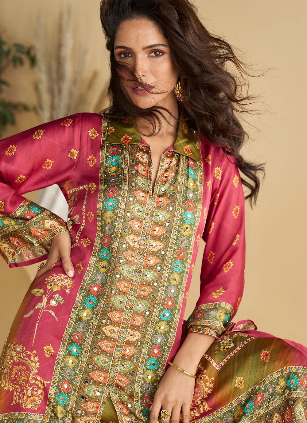 Unique Pink & Green MC SYARP - Indian Dress House 786