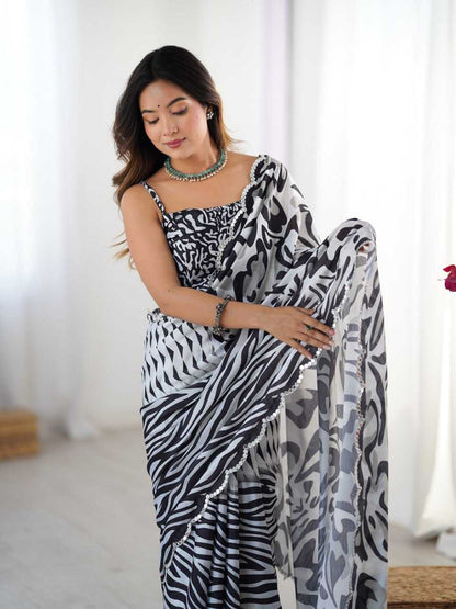 Unique Printed Leopard KES Saree - Indian Dress House 786