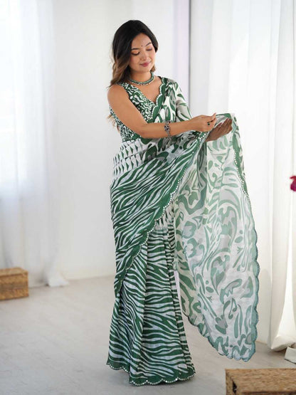 Unique Printed Leopard KES Saree - Indian Dress House 786