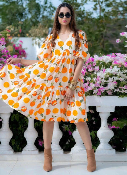 Unique Printed Orange LCL 206 FVD - Indian Dress House 786