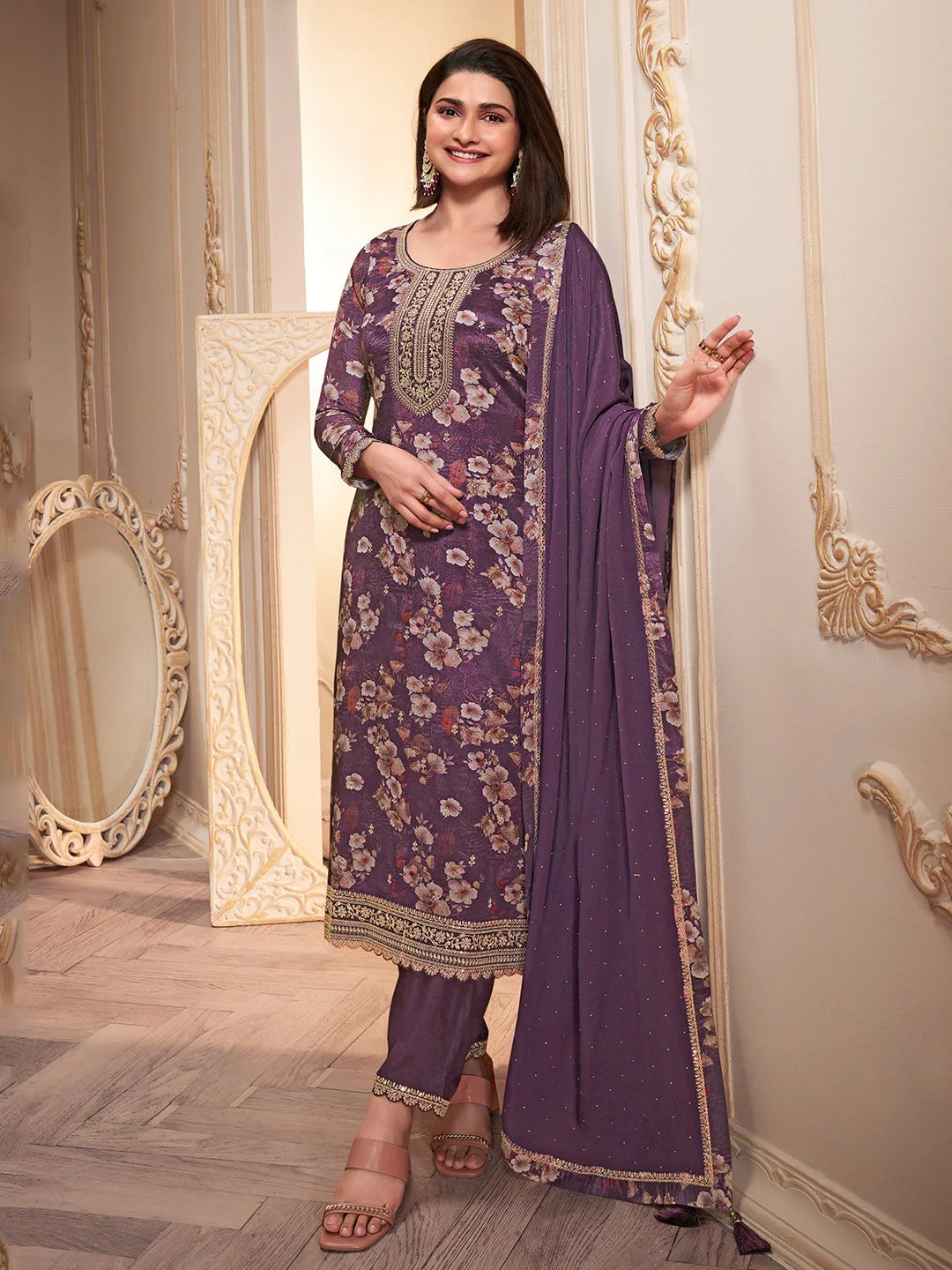 Unique Purple Floral VPSK - Indian Dress House 786