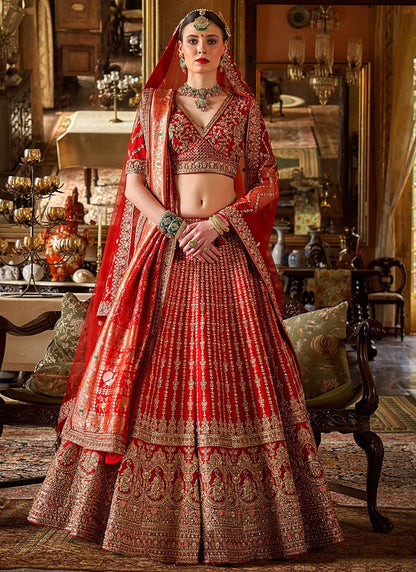 Unique Red & Gold A - LINE MJL - Indian Dress House 786