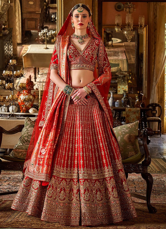 Unique Red & Gold A - LINE MJL - Indian Dress House 786