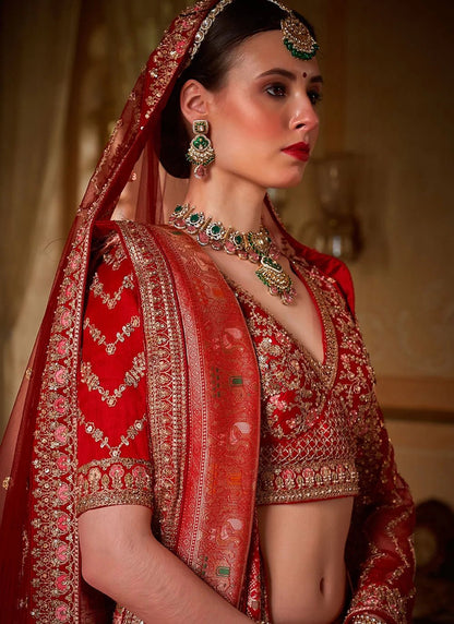 Unique Red & Gold A - LINE MJL - Indian Dress House 786