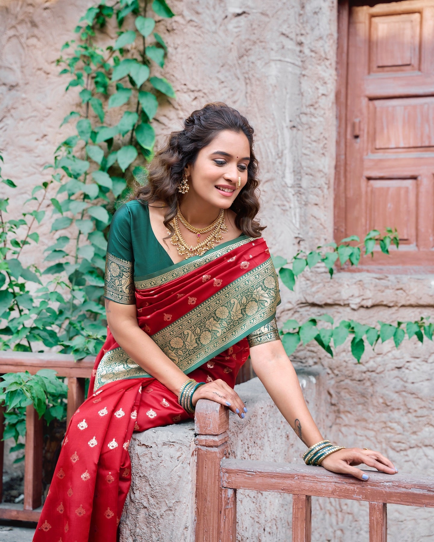 Unique Red & Green GBS - Indian Dress House 786