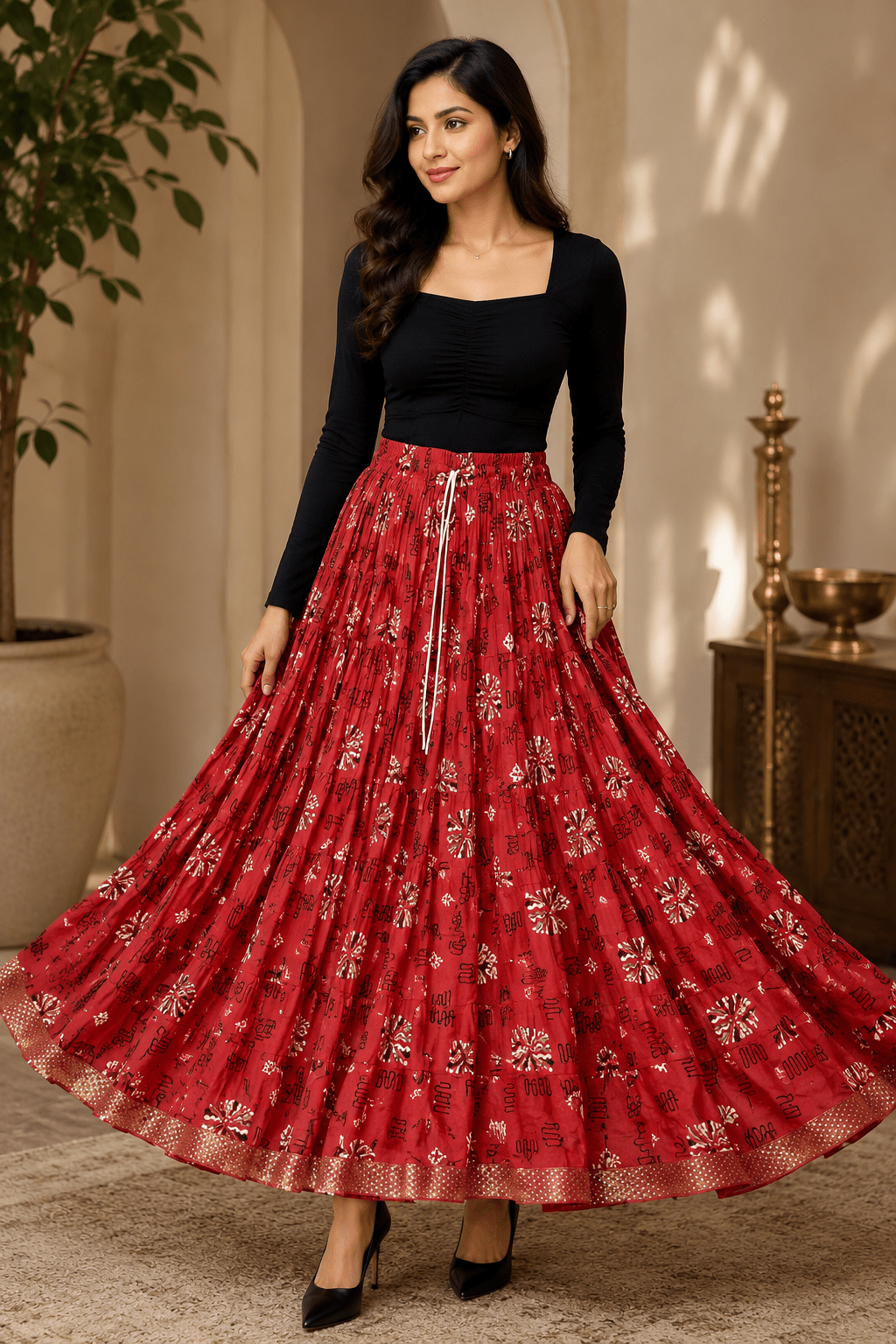 Unique Red Skirt - Indian Dress House 786