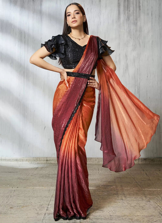 Unique Rust MNS Saree - Indian Dress House 786