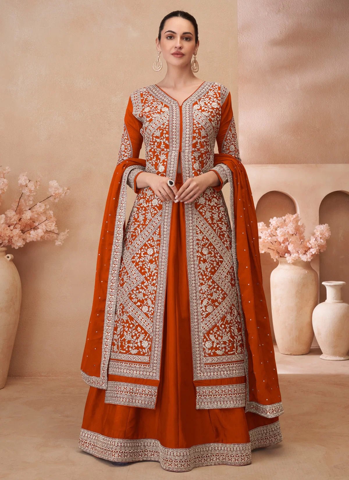 Unique Rusty Orange JS RSN - Indian Dress House 786