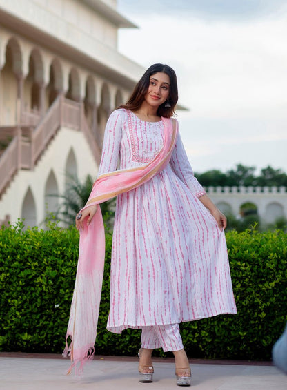 Unique Striped Pink & White SH FVD - Indian Dress House 786