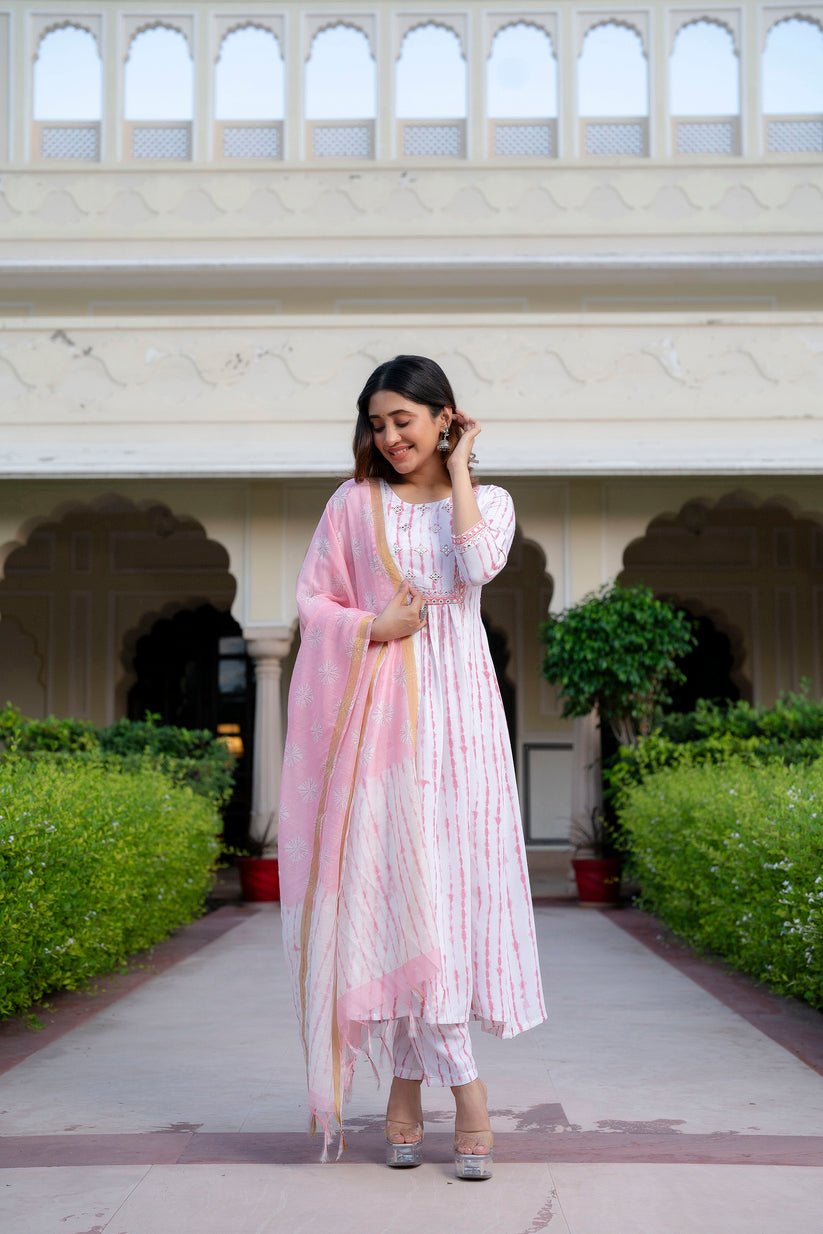 Unique Striped Pink & White SH FVD - Indian Dress House 786