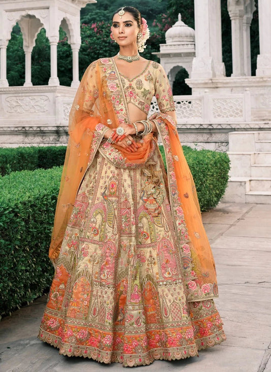 Unique Stunning Orange & Ivory ABCL - Indian Dress House 786
