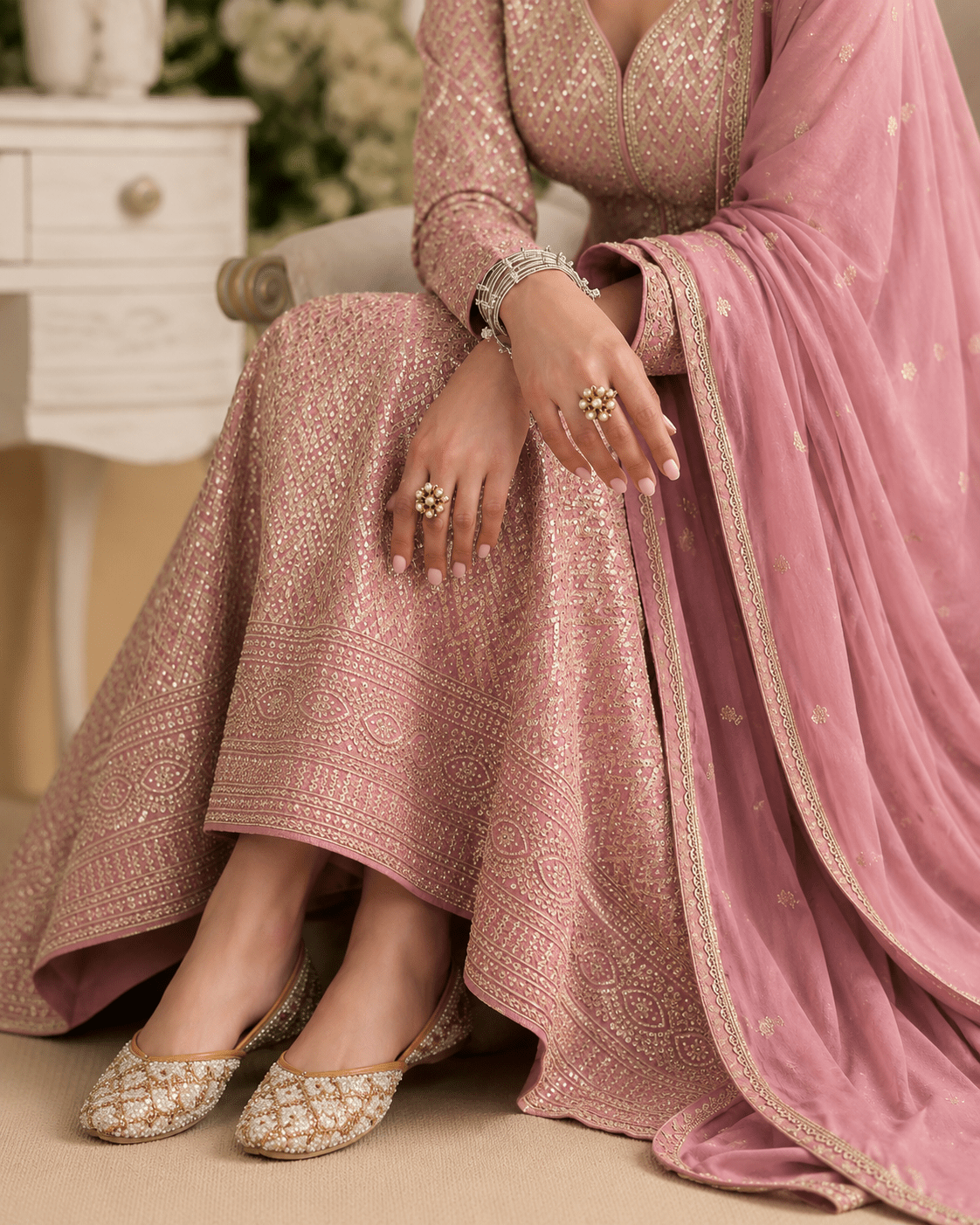 Unique Stylish Gold & Silver Jutti - Indian Dress House 786