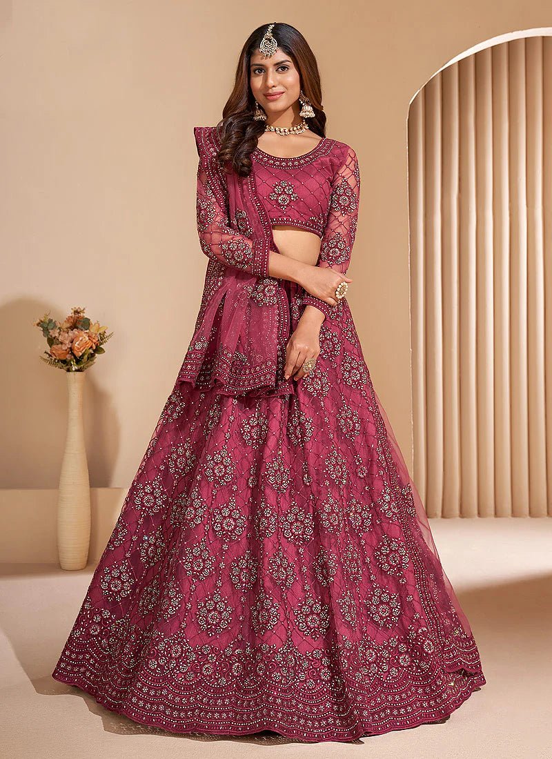 Unique & Stylish Rose Pink Checkered Floral ALZL - Indian Dress House 786