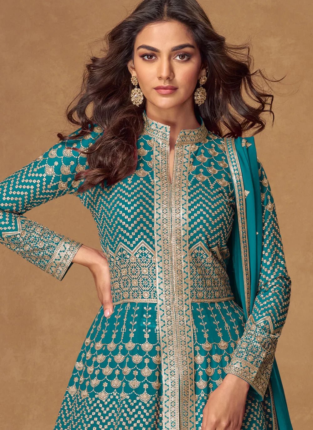 Unique Turquoise AMGA - Indian Dress House 786