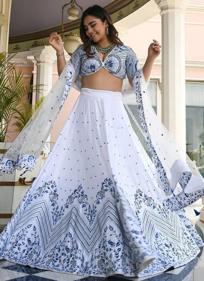 Unique White & Blue ZNL - Indian Dress House 786