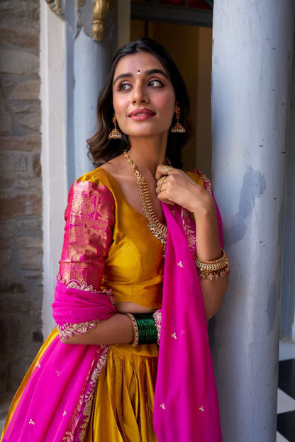 Unique Yellow & Pink TL - Indian Dress House 786