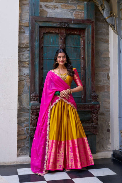 Unique Yellow & Pink TL - Indian Dress House 786