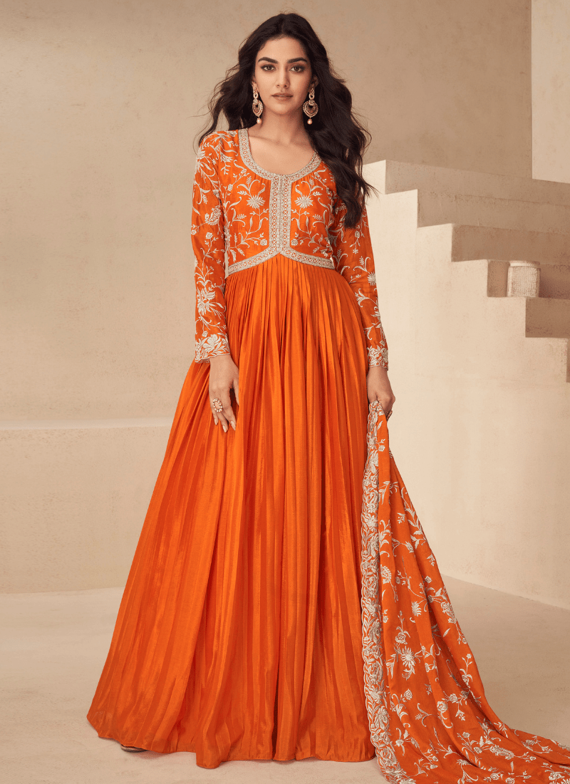 Unqiue Orange S AKSF - Indian Dress House 786