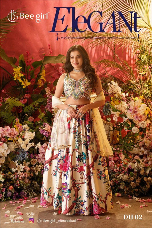 White Floral Lengha SHIV - Indian Dress House 786
