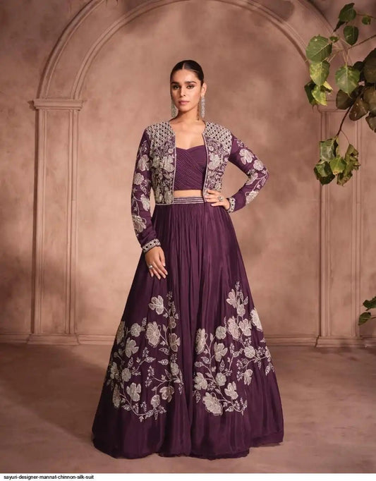 Wine Purple Floral SYMJ - Indian Dress House 786