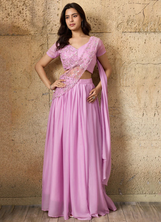 Gorgeous Pink Saree Style Lengha