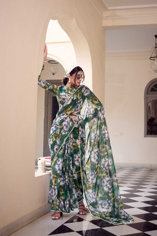 Unique Grey & Green YNF SAREE