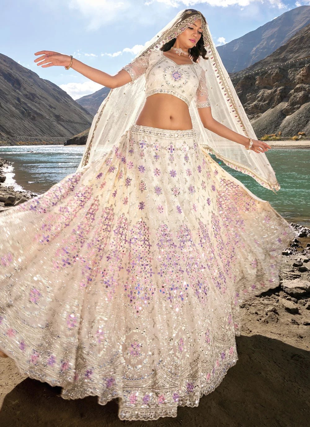 Breath Taking Off White Floral MNL - Indian Dress House 786