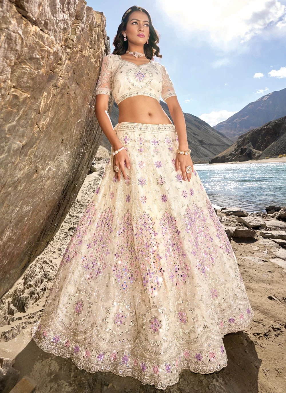 Breath Taking Off White Floral MNL - Indian Dress House 786