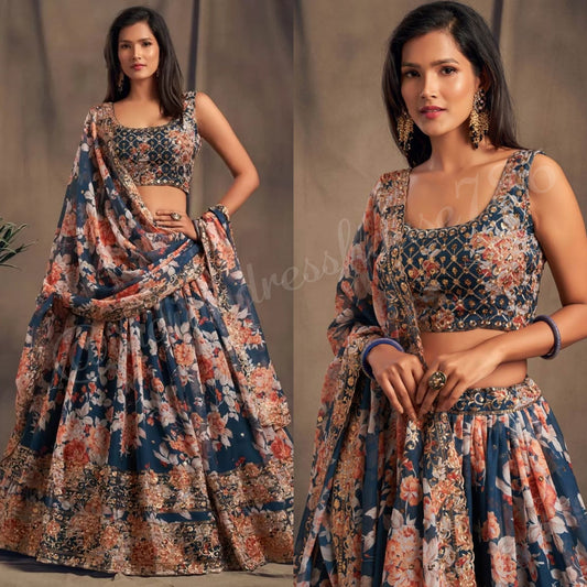 DB Floral Lengha AD - Indian Dress House 786