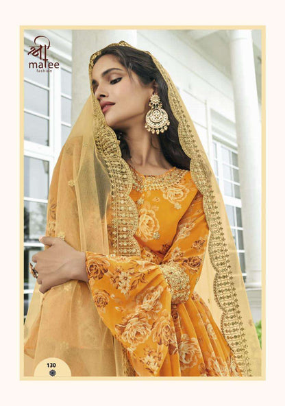 Elegant Floral Orange SMS - Indian Dress House 786